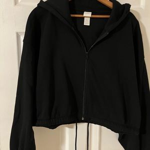 H&M black med zip crop sweatshirt